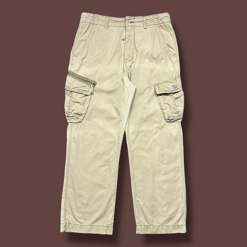 Vintage y2k Cargo Pants Unionbay Cotton Baggy Relaxed 37x30 Beige Tan